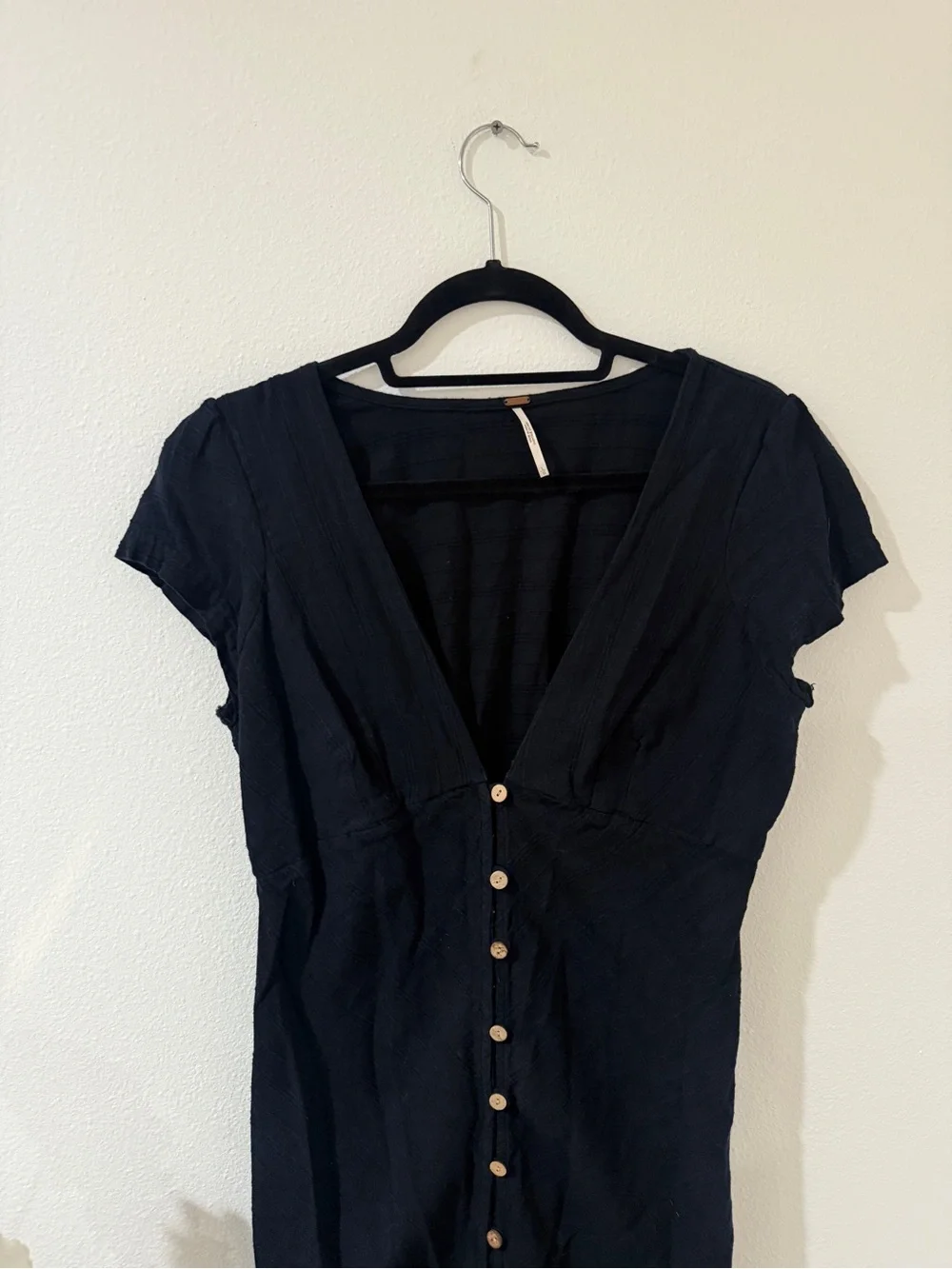Free People Black Button-Front Midi Dress - Picture 2 of 5